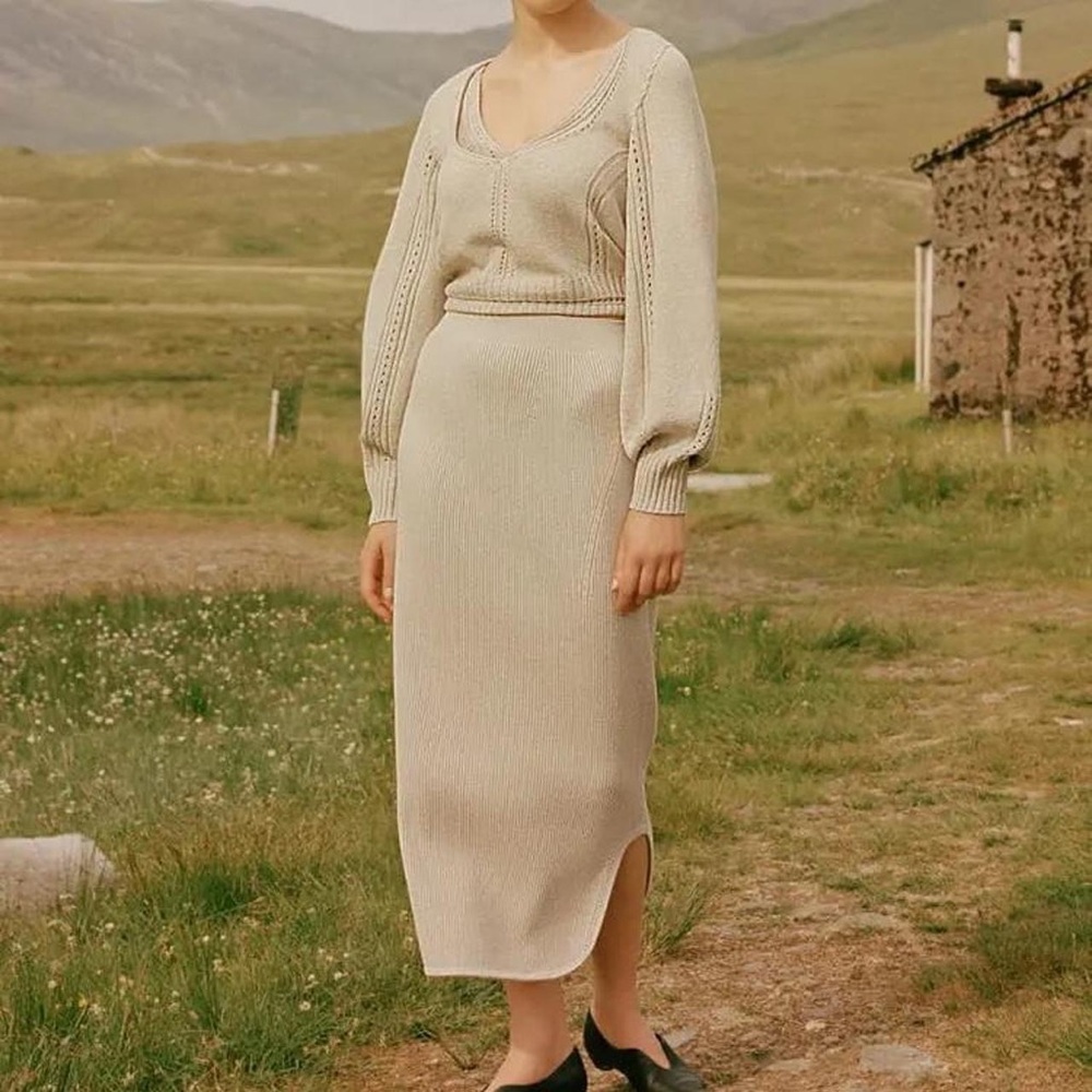 Uniqlo Mame Kurogouchi 3D Knit Ribbed Skirt